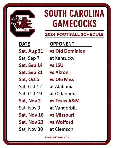 south carolina football sxhedule|2024 university of south carolina football schedule.